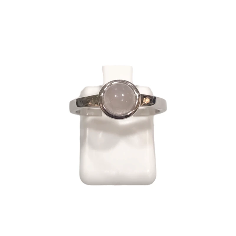 Bague Quartz Rose Rond Argent 925 Taille 54