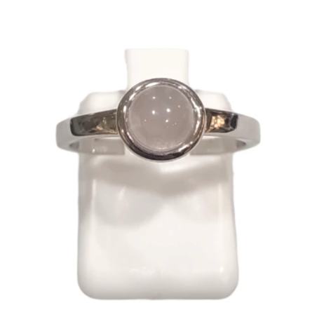 Bague Quartz Rose Rond Argent 925 Taille 54