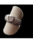 Bague Zirconium Cœur Métal rhodié