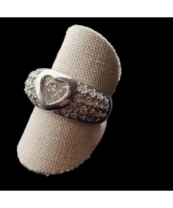 Bague Zirconium Cœur Métal rhodié