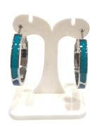 Boucles Opale Bleue et Nuit Etoilée Doublée Type Créole 4x20mm Acier Inox