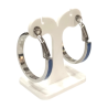 Boucles Opale Bleue et Nuit Etoilée Doublée Type Créole 4x20mm Acier Inox