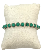 Bracelet Malachite Ronde avec Chaîne de Rallonge Argent 925