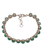 Bracelet Malachite Ronde avec Chaîne de Rallonge Argent 925