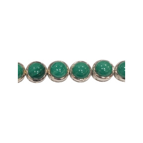 Bracelet Malachite Ronde avec Chaîne de Rallonge Argent 925
