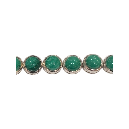 Bracelet Malachite Ronde avec Chaîne de Rallonge Argent 925