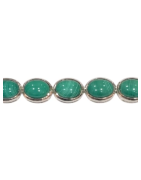 Bracelet Malachite Ovale avec Chaîne de Rallonge Argent 925