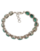 Bracelet Malachite Ovale avec Chaîne de Rallonge Argent 925
