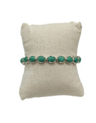 Bracelet Malachite Ovale avec Chaîne de Rallonge Argent 925