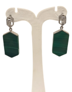 Boucles Malachite et Zirconium Octogonale Argent 925