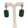 Boucles Malachite et Zirconium Octogonale Argent 925