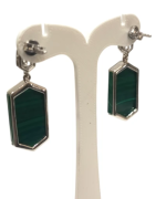Boucles Malachite et Zirconium Octogonale Argent 925