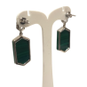 Boucles Malachite et Zirconium Octogonale Argent 925