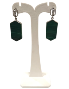 Boucles Malachite et Zirconium Octogonale Argent 925