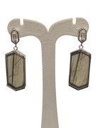 Boucles Labradorite et Zirconium Octogonale Argent 925