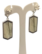Boucles Labradorite et Zirconium Octogonale Argent 925