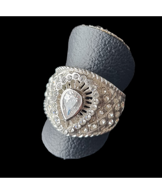 Bague Zirconium Cœur Métal rhodié