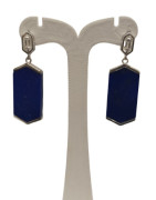 Boucles Lapis-lazuli et Zirconium Octogonale Argent 925