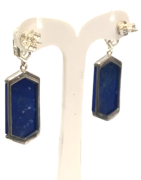 Boucles Lapis-lazuli et Zirconium Octogonale Argent 925