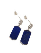 Boucles Lapis-lazuli et Zirconium Octogonale Argent 925