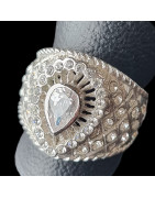 Bague Zirconium Cœur Métal rhodié