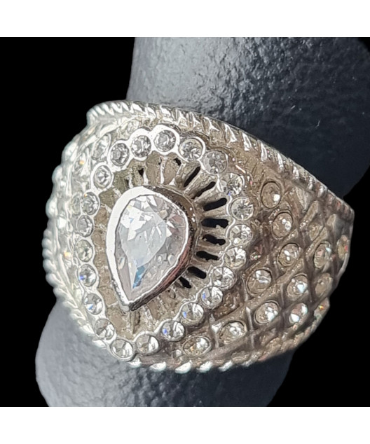 Bague Zirconium Cœur Métal rhodié