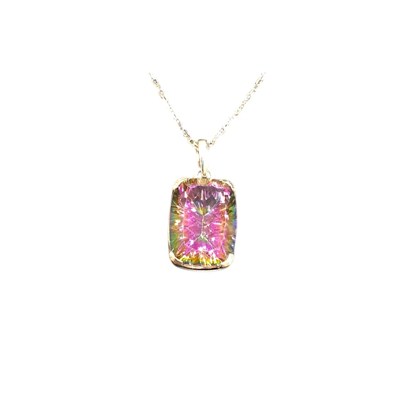 Pendentif Quartz / Topaze Mystique avec Chaîne 45cm Argent 925