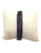Bracelet Cuir Tressé Violet avec Acier 19,5 + 1,5cm