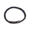 Bracelet Cuir Tressé Violet avec Acier 19,5 + 1,5cm