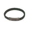 Bracelet Cuir Tressé Vert avec Acier 19,5 + 1,5cm