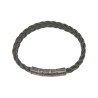 Bracelet Cuir Tressé Vert avec Acier 19,5 + 1,5cm