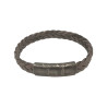 Bracelet Cuir Tressé Gris avec Acier 19,5 + 1,5cm