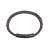 Bracelet Cuir Tressé Gris avec Acier 19,5 + 1,5cm