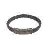Bracelet Cuir Tressé Bleu avec Acier 19,5 + 1,5cm