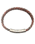 Bracelet Cuir Tressé Rouge avec Acier 19,5 + 1,5cm