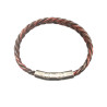 Bracelet Cuir Tressé Rouge avec Acier 19,5 + 1,5cm