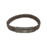 Bracelet Cuir Tressé Marron Clair Acier 19,5 + 1,5cm