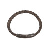 Bracelet Cuir Tressé Marron Clair Acier 19,5 + 1,5cm