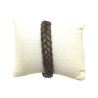 Bracelet Cuir Tressé Marron Foncé Acier 19,5 + 1,5cm