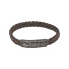 Bracelet Cuir Tressé Marron Foncé Acier 19,5 + 1,5cm