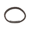 Bracelet Cuir Tressé Marron Foncé Acier 19,5 + 1,5cm