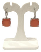 Boucles Agate de Feu Carrée Facettée Argent 925