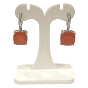 Boucles Agate de Feu Carrée Facettée Argent 925