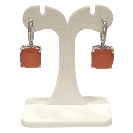 Boucles Agate de Feu Carrée Facettée Argent 925