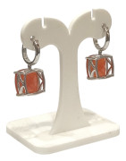 Boucles Agate de Feu Carrée Facettée Argent 925