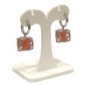 Boucles Agate de Feu Carrée Facettée Argent 925