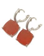 Boucles Agate de Feu Carrée Facettée Argent 925