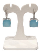 Boucles Calcédoine Carrée Facettée Argent 925
