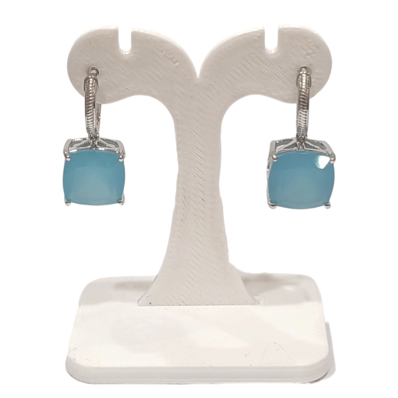 Boucles Calcédoine Carrée Facettée Argent 925