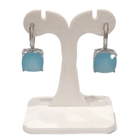Boucles Calcédoine Carrée Facettée Argent 925